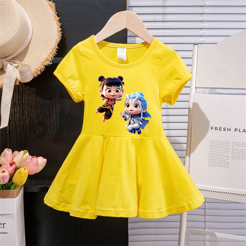 Summer Girls' New Children'S Dress Short-Sleeved Korean Style Nezha Princess Dress Baby Summer Girl'S Fashionable Dress - Image 5