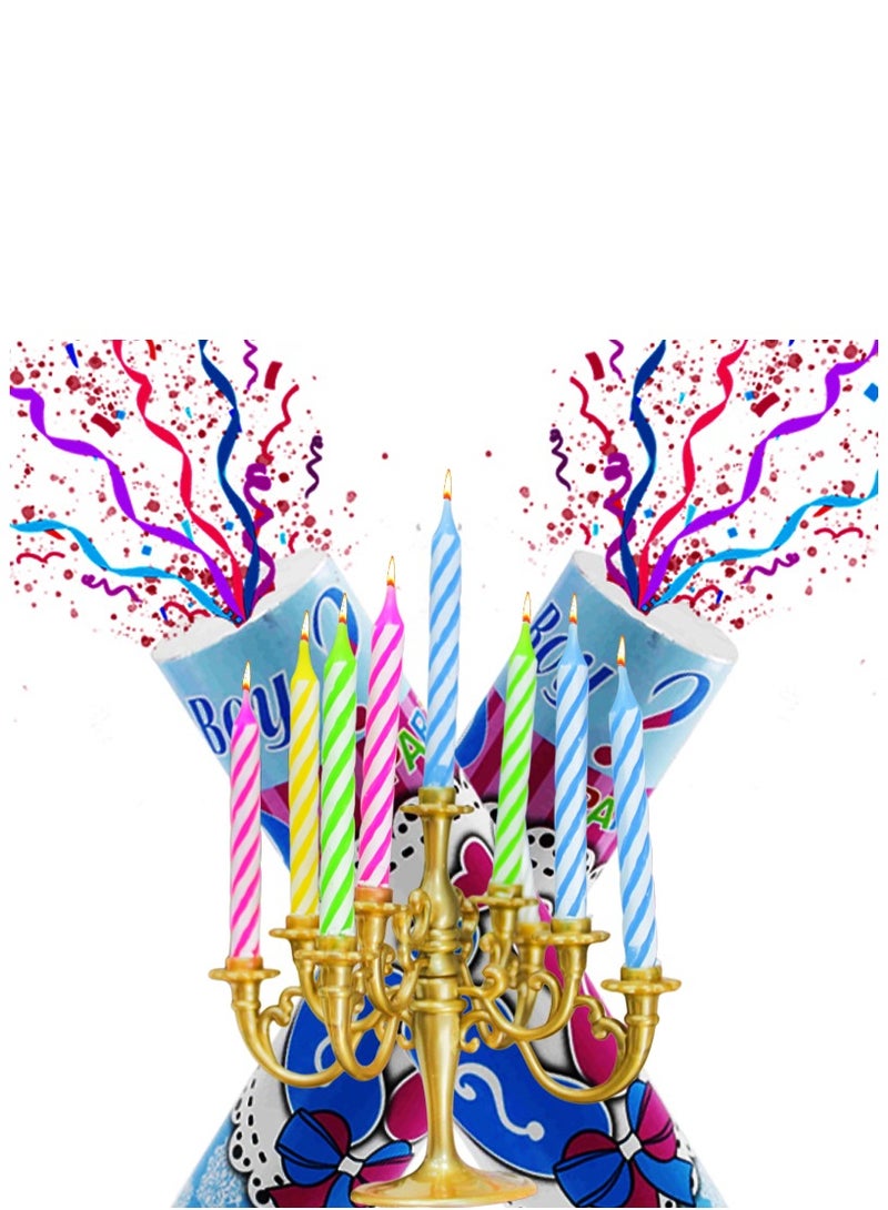 PARTY FUN Party Popper Roll 30CM Blue Color with Candle Stand 9 Holders & 9 Candles Perfect for Celebrations Birthdays Weddings and Special Events Fun & Festive Party Decoration Set  - Image 3