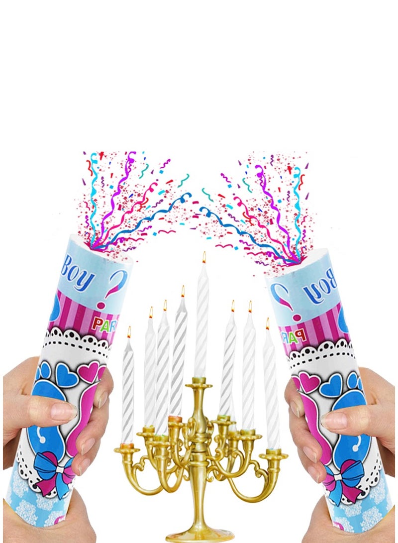PARTY FUN Party Popper Roll 30CM Blue Color with Candle Stand 9 Holders & 9 Candles Perfect for Celebrations Birthdays Weddings and Special Events Fun & Festive Party Decoration Set  - Image 1