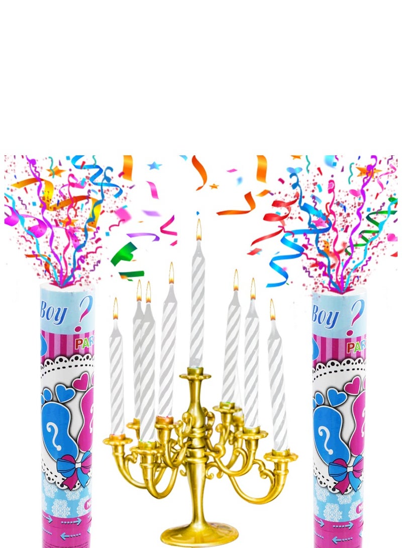 PARTY FUN Party Popper Roll 30CM Blue Color with Candle Stand 9 Holders & 9 Candles Perfect for Celebrations Birthdays Weddings and Special Events Fun & Festive Party Decoration Set  - Image 2