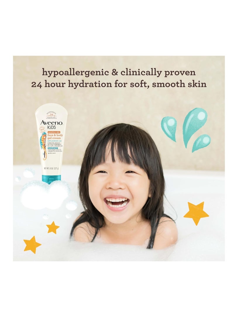 Aveeno Baby Sensitive Skin Face & Body Gel Cream for Kids with Prebiotic Oat, Clinically Proven 24 Hour Hydration for Soft Skin, Quick Drying and Lightweight, Hypoallergenic, 8 oz - Image 3