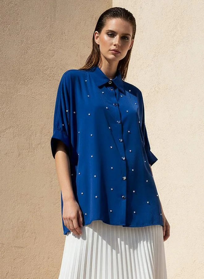 Kaftan Shirt with Embellished Detail