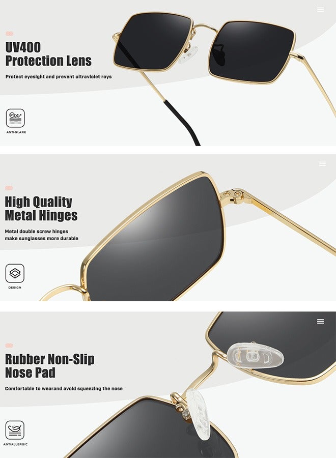 AZorb Sunglasses Women Men Rectangle Metal Frame Classic Disign  Ladies Men's Sun Glassess UV400 Protection Shades - Image 2
