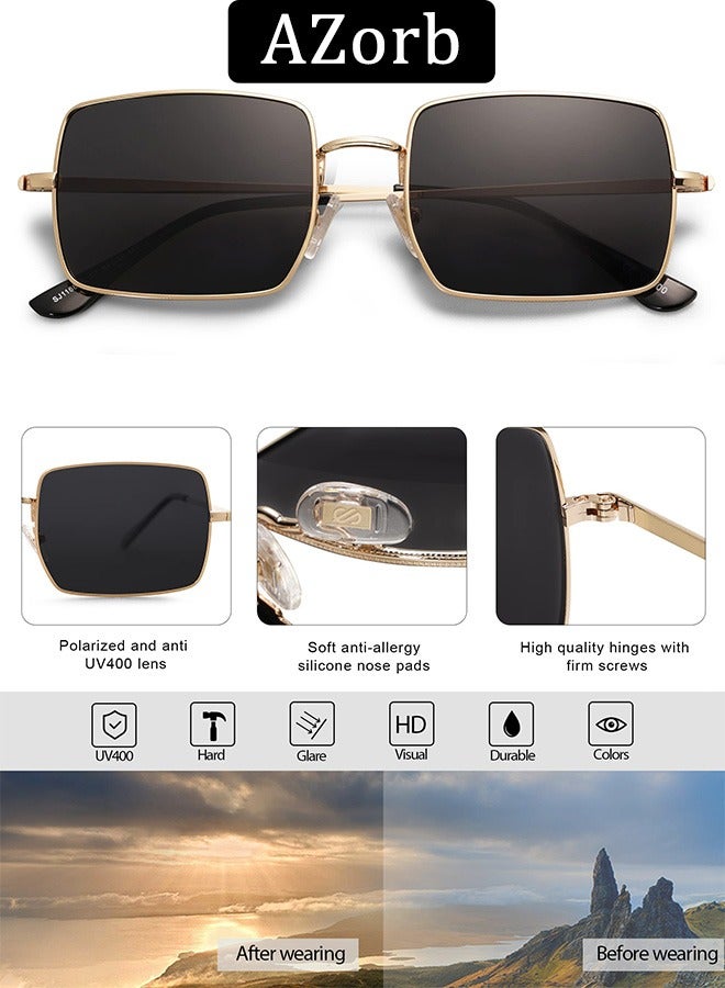 AZorb Sunglasses Women Men Rectangle Metal Frame Classic Disign  Ladies Men's Sun Glassess UV400 Protection Shades - Image 3