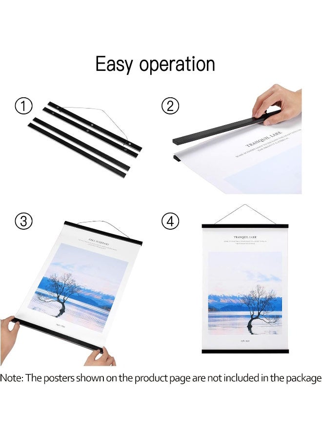 Falamon Magnetic Poster Hanger Frame 12x16 12x18 12x24 Teak Wood Magnet Poster Frame للملصقات يطبع الصور صور الخرائط مخفوط وأعمال فنية قماش (أسود 12 "") - Image 5