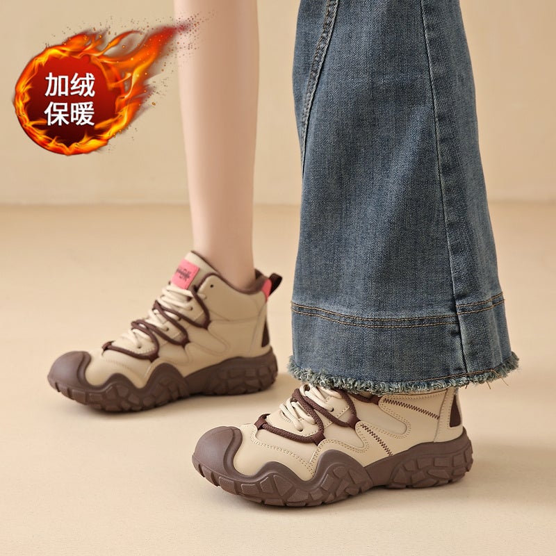 Outdoor Fleece-Lined Ugly Cute Hiking Shoes Children'S Winter High-Top Sports Cotton Shoes Hiking Shoes Tide - Image 5