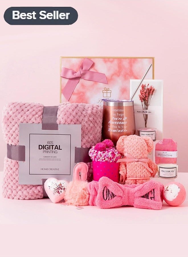 Bolivia's Birthday Gifts for Women,Unique Gifts Basket Ideas Pink Gifts Box for Her Relaxing Gift Set Self Care Gifts Birthday Presents Female Friendship Gifts for Best Friend Bestie Girlfriend Mom Wife Sister - Image 1