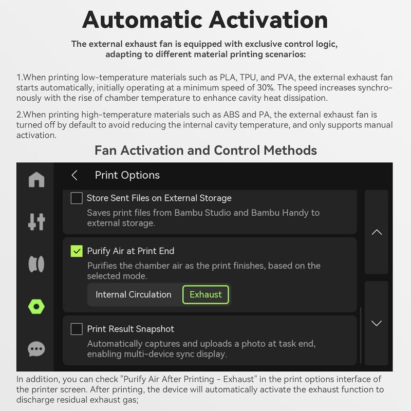 UniTak3D External Exhaust Fan Kit Compatible with Bambu Lab P2S with AMS,Active Ventilation 3D Printer Exhaust System for ABS,ASA,Nylon Filament,3D Printer Accessories Advanced Air Ventilation - Image 5