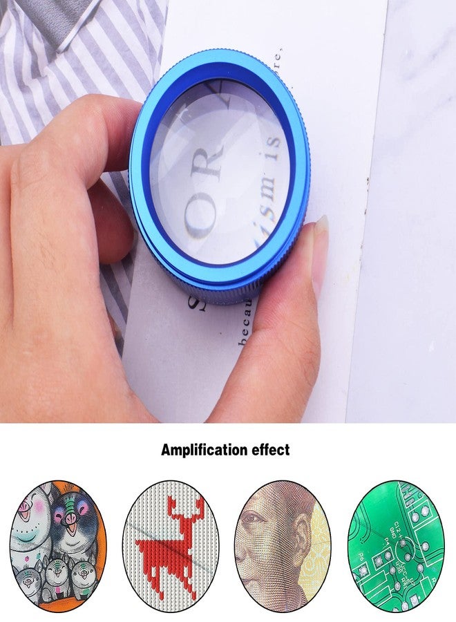 BronaGrand 30X Loupes Magnifier Glass, Portable Pocket Electronics Magnifying High Magnification Jewellers Loupes Inspection Tool for Reading Jewelries Coins Stamps Watch Collections, Blue, 43mm29mm - Image 2