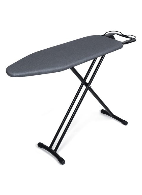 Large Heat Resistant Ironing Board with Steam Iron Stand, Foldable Ironing Stand for Easy Storage, Space Saving, with Heavy Duty Sturdy 3 Legs, Black