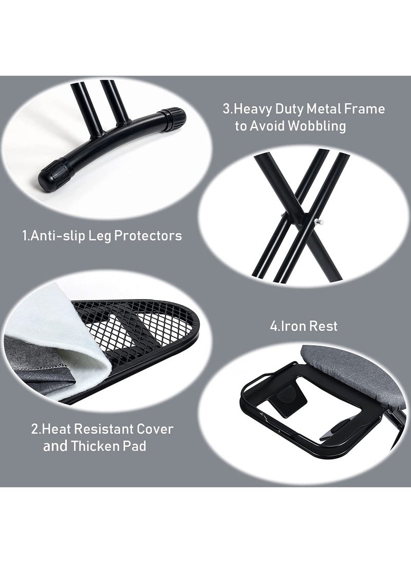 ULHYC - Large Heat Resistant Ironing Board with Steam Iron Stand, Foldable Ironing Stand for Easy Storage, Space Saving, with Heavy Duty Sturdy 3 Legs, Black - Image 1