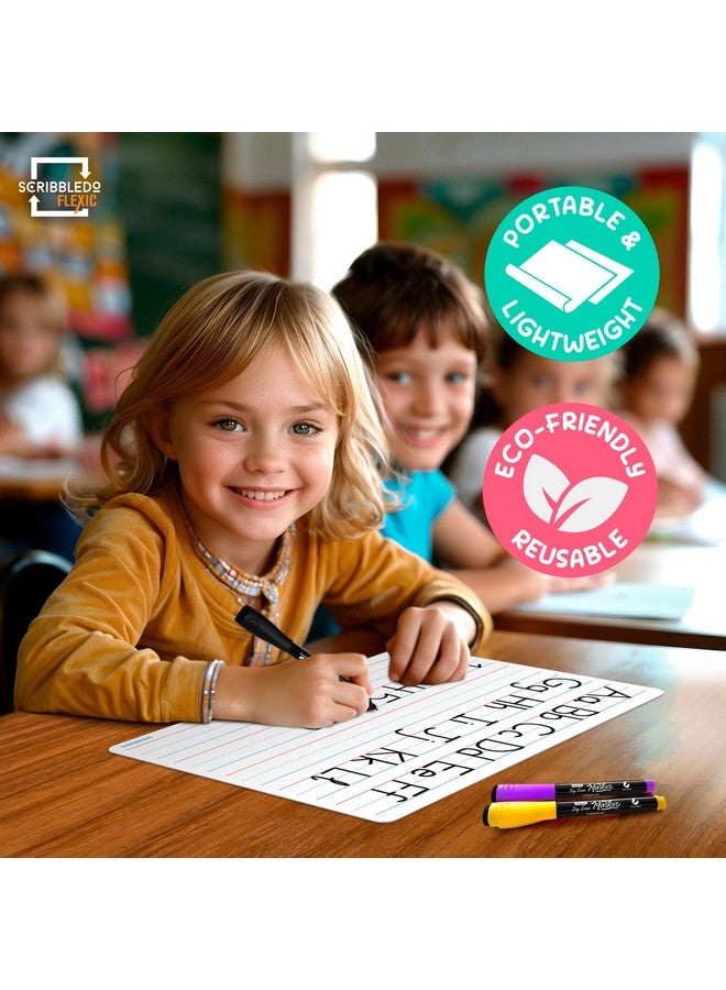 Scribbledo Small Lined White Board Sheets For Students 9”X12” Dry Erase Board Sheets With Lines Ruled Writing Whiteboard Sheets Homeschool Supplies Teacher Classroom Pack Of 10 - Image 3