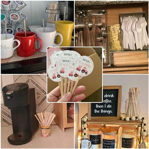 ANTETOK Wooden Coffee Stirrers - Coffee Stir Sticks 7.5 Inch,100pcs Disposable Birch Wood Coffee/Beverage Stirrers,Swizzle Drink Sticks,Coffee Bar Accessories - Image 2
