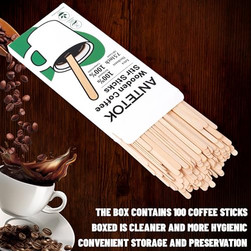ANTETOK Wooden Coffee Stirrers - Coffee Stir Sticks 7.5 Inch,100pcs Disposable Birch Wood Coffee/Beverage Stirrers,Swizzle Drink Sticks,Coffee Bar Accessories - Image 5