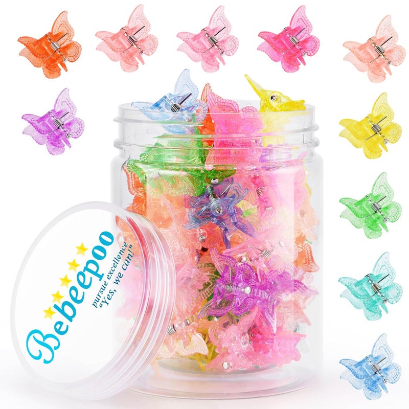 Mini Butterfly Hair Claw Clips Glitter Small Hair Clips ClawSmall Hair ClipsSparkly Colorful Hair Accessories for Girls and Women Cute Small Tiny Clip Set of 50