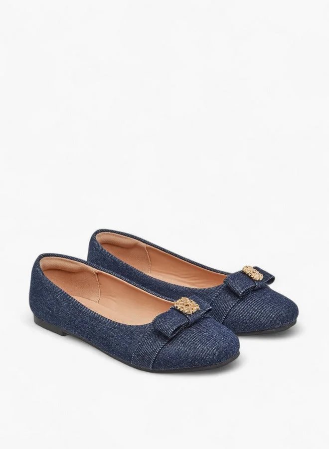 Little Missy BLUE Metal Accent Slip-On Ballerina Shoes for Women | Best Price UAE