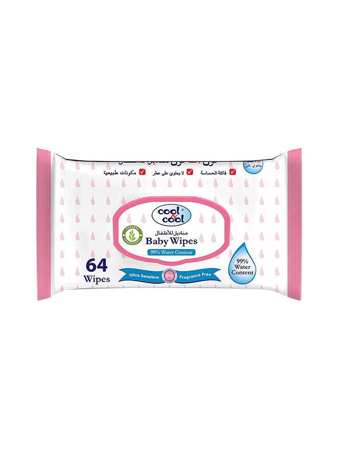 Cool & Cool Baby Water Wipes, 64 Count - Image 1