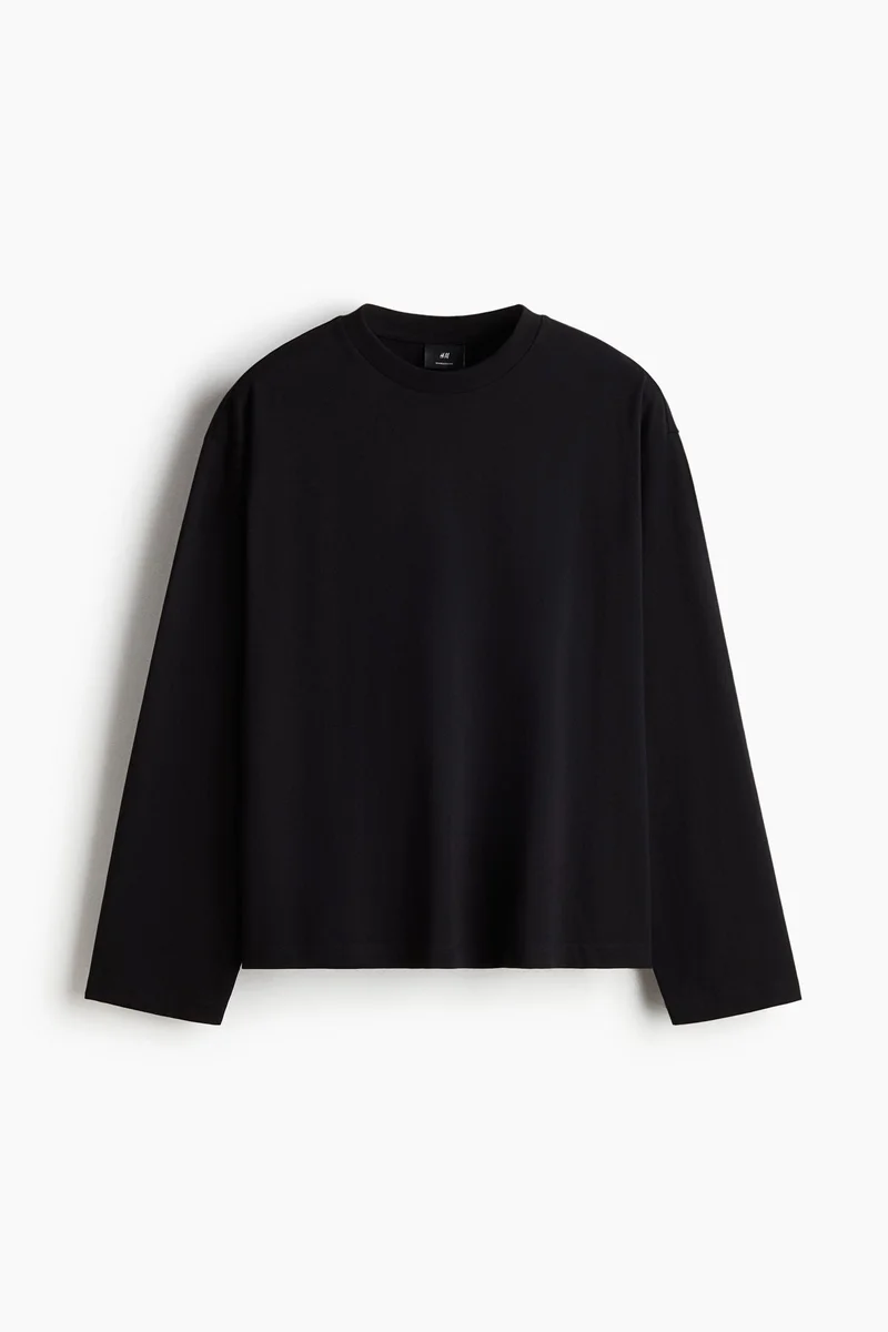 H&M  Oversized Fit Long-sleeved jersey top for Men | Best Price UAE