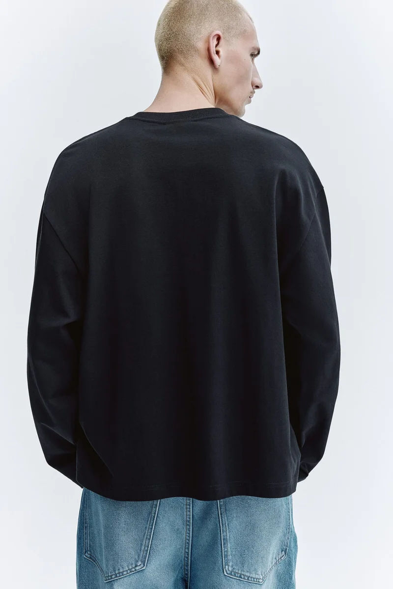 H&M  Oversized Fit Long-sleeved jersey top for Men | Best Price UAE