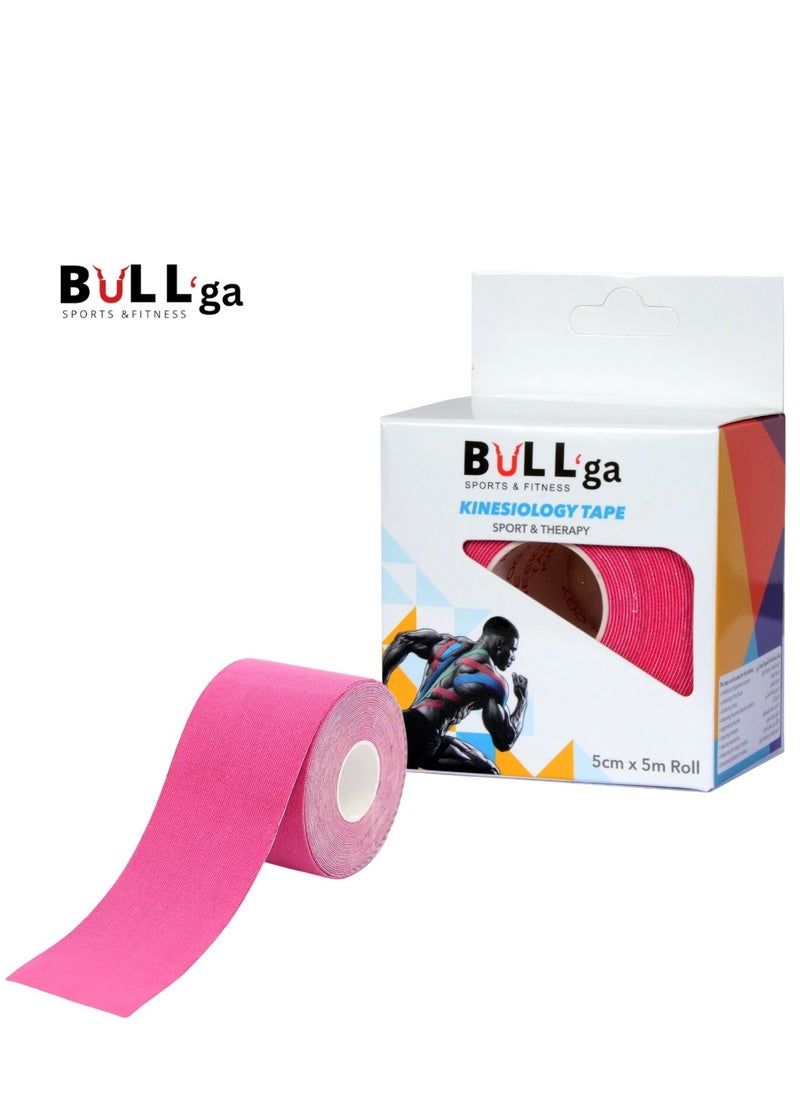 bullga Bullga Kinesio Kinesiology Tape is Sweat and Water Resistant with Strong Adhesion - Reduces Muscle Pain, Relieves Arthritis, Promotes Blood Flow - 5cm x 5m  - Image 1