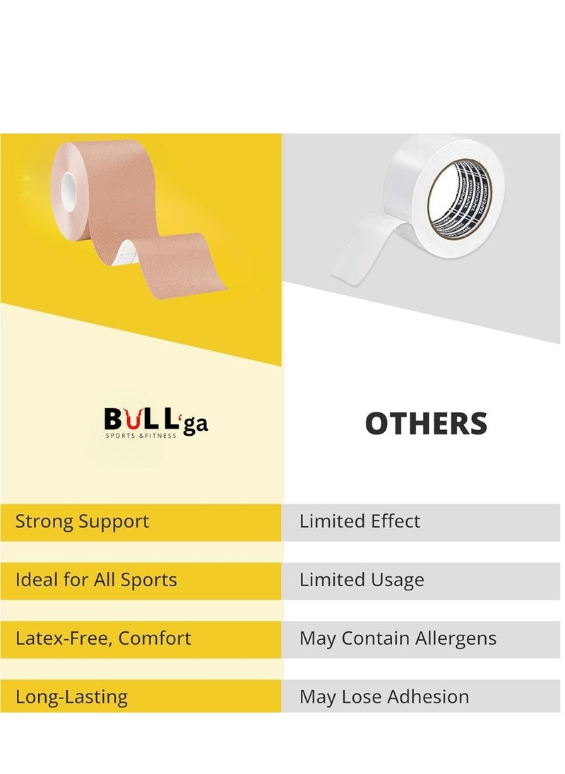 bullga Bullga Kinesio Kinesiology Tape is Sweat and Water Resistant with Strong Adhesion - Reduces Muscle Pain, Relieves Arthritis, Promotes Blood Flow - 5cm x 5m  - Image 3