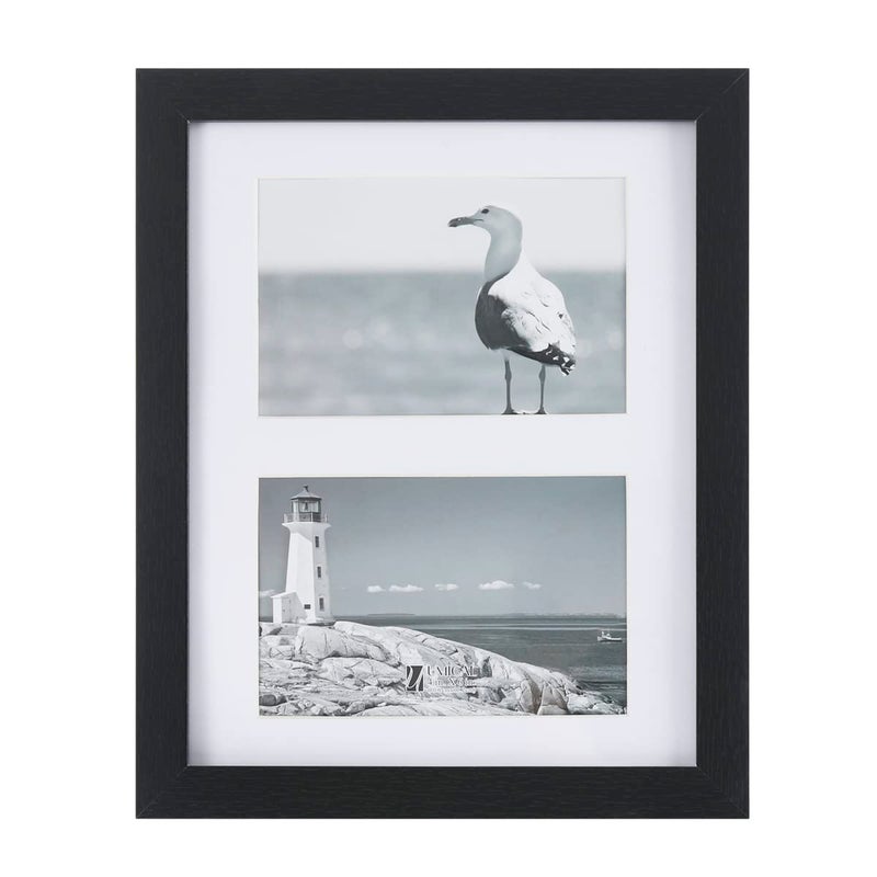 UMICAL Picture Frame Photo Collage Frame Black Wooden Wall Frame 8x10 with Two 4x6 Openings