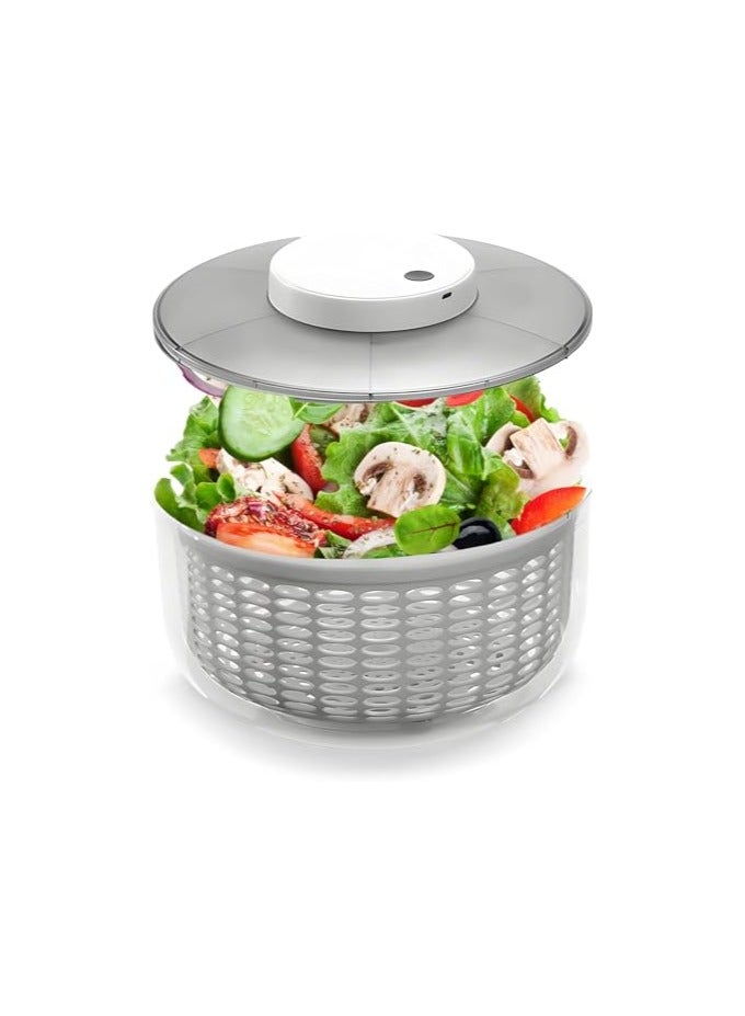 erorex 6L Automatic Salad Spinners,Rechargeable Large Vegetable and Fruit Washer with Bowl,Quick and Easy Lettuce Dryer,Anti-Shake,Easy Drain,Compact Storage Kitchen Tool, White - Image 1