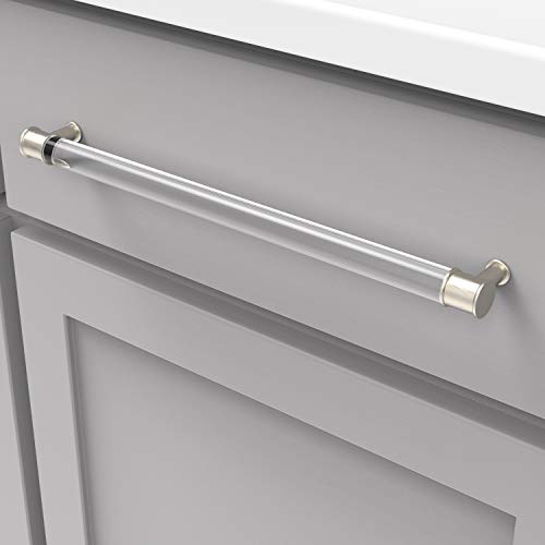 Hickory Hardware 1 Pack Solid Core Kitchen Cabinet Pulls, Luxury Cabinet Handles, Hardware for Doors & Dresser Drawers, 12 Inch Hole Center, Crysacrylic with Satin Nickel, Midway Collection - Image 3