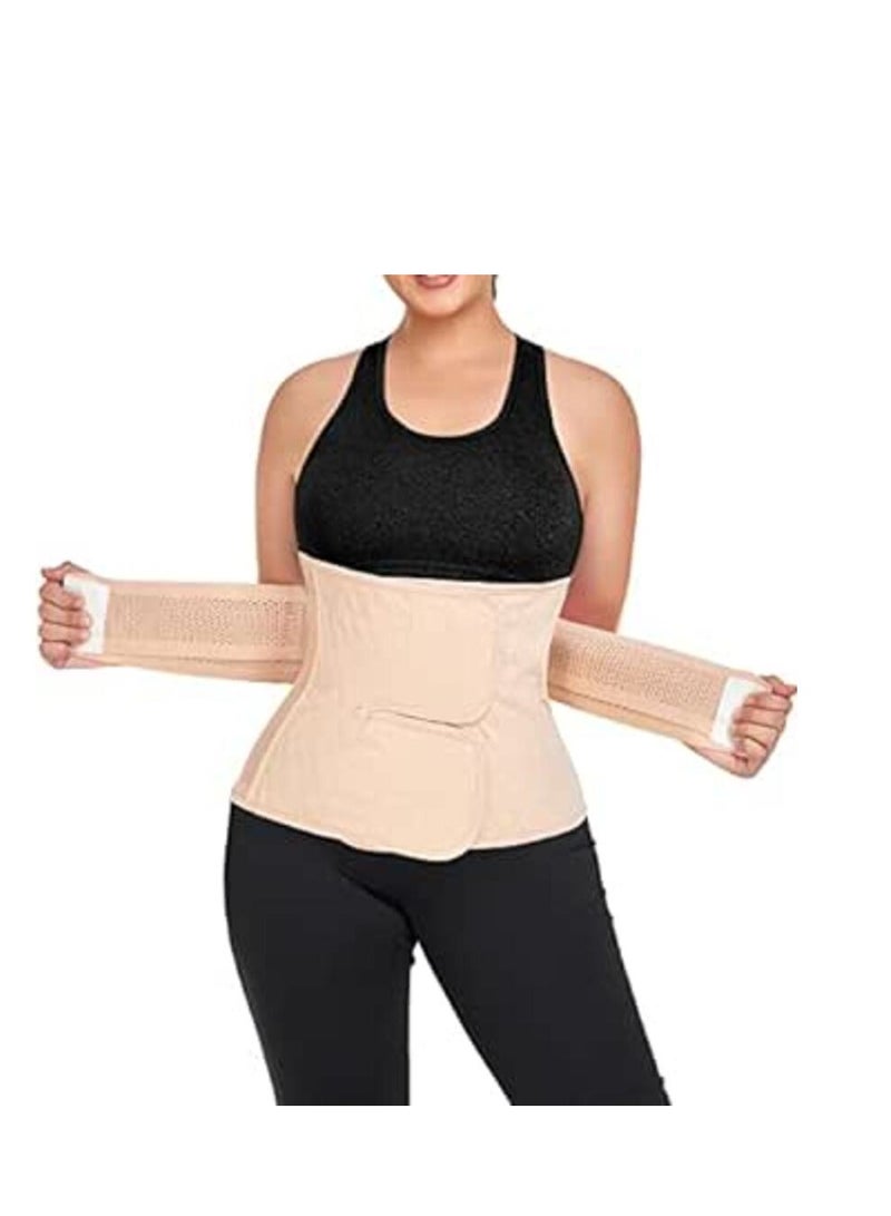 3 in 1 Postpartum Corset for Abdomen Waist and Pelvis Compression Slimming Belt Belly Band Waist Trainer （Flesh XL） - Image 1