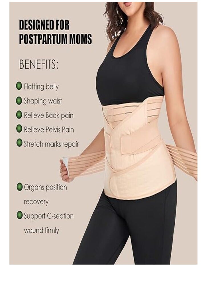 3 in 1 Postpartum Corset for Abdomen Waist and Pelvis Compression Slimming Belt Belly Band Waist Trainer （Flesh XL） - Image 4