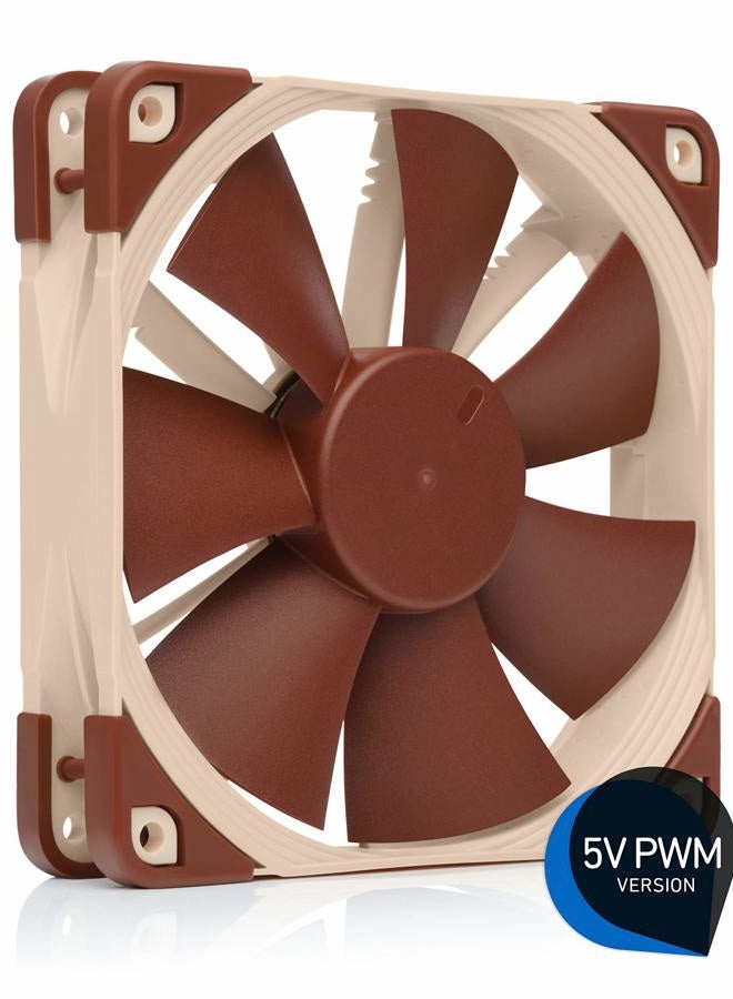 NOCTUA NF-F12 5V PWM، مروحة هادئة ممتازة مع كابل محول طاقة USB، 4 دبابيس، إصدار 5 فولت (120 مم، بني) - Image 2