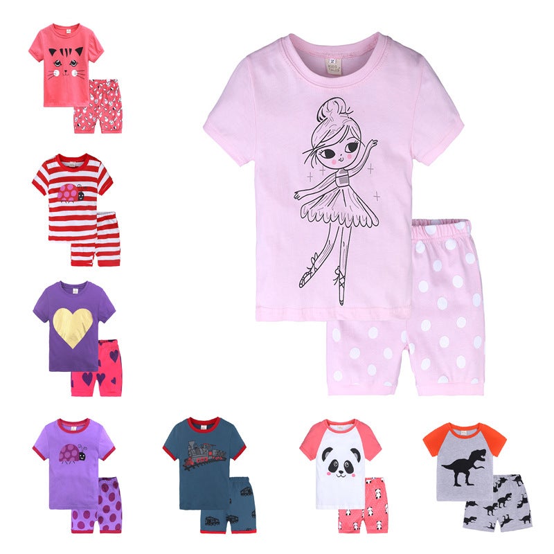 Style Ins Children'S Summer Set Two-Piece Cotton Children'S Clothing Baby Girl Children'S Cartoon Printing Set - Image 3