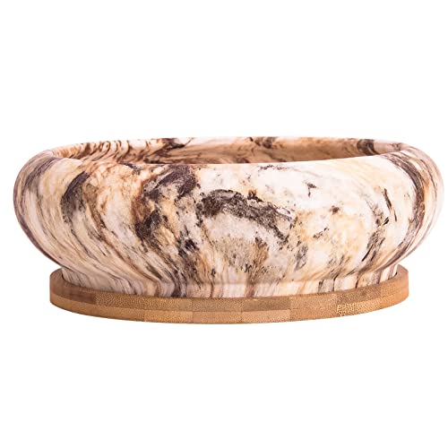 ARTKETTY Succulent Pots - 7.3 Inch Large Bonsai Pots with Drainage Tray, Ceramic Pots for Indoor Plants, Shallow Succulent Planters Marble Cactus Flower Plant Container Bowl - Image 2