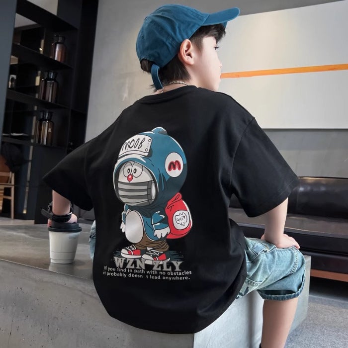 Boys' Short-Sleeved T-Shirt Kidsren'S Summer Top 2026 New Korean Style Boys' Half-Sleeved Bear Cartoon Round Neck Clothes T - Image 1