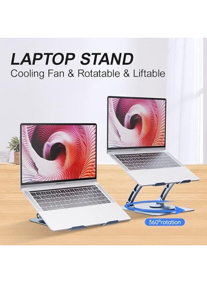Laptop Stand with Cooling Fan - High-Quality Ergonomic Aluminum Riser, 360° Rotating & Foldable for Laptops and Tablets - Image 3