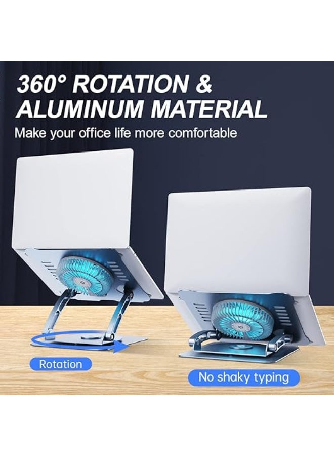 Laptop Stand with Cooling Fan - High-Quality Ergonomic Aluminum Riser, 360° Rotating & Foldable for Laptops and Tablets - Image 4