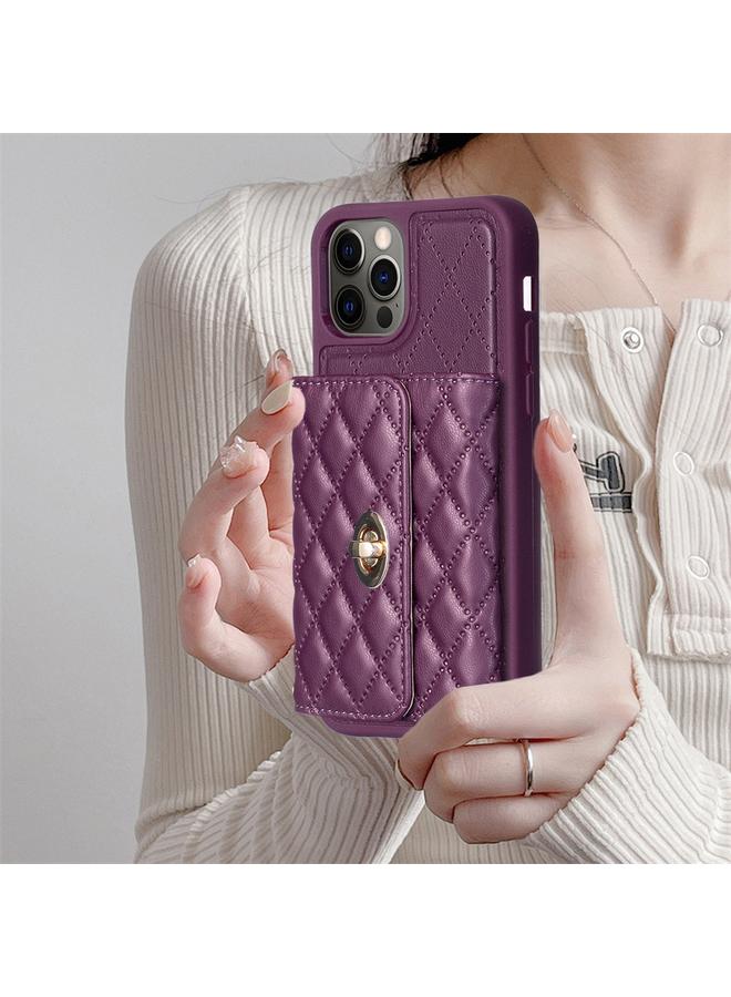 Zaboon Case For iPhone 12 Pro Max Horizontal Metal Buckle Wallet Rhombic Leather Phone Case - Image 2