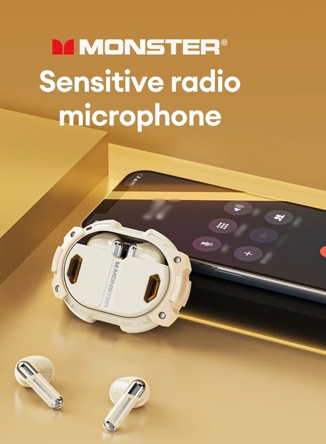 Monster Bluetooth Airmars XKT10 Pro Wireless Sports Earphones with Mic Waterproof Noise Reduction Bluetooth Earphones 5.3 lvory - Image 2