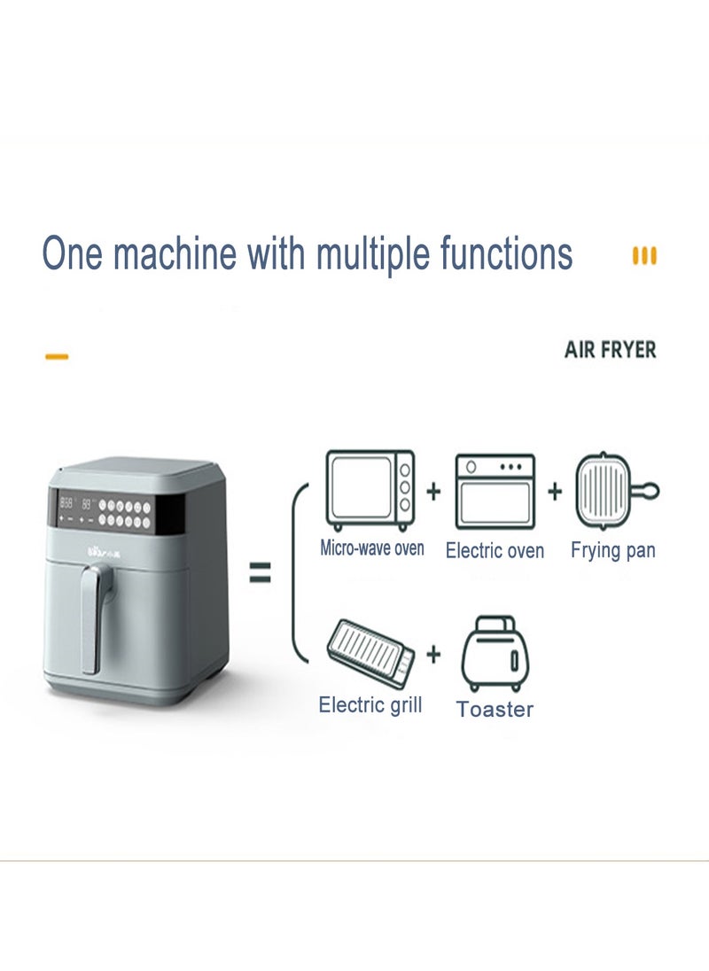 Multifunction Electric Digital Air Fryer Oven 1700W 6.5L Automatic Non-stick Oil Free Cooker Frying Machine Fryer with 9 Preset Food Menu & Led Touch Display(Grey)