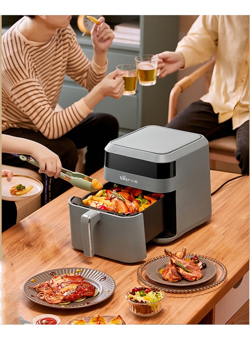Multifunction Electric Digital Air Fryer Oven 1700W 6.5L Automatic Non-stick Oil Free Cooker Frying Machine Fryer with 9 Preset Food Menu & Led Touch Display(Grey)