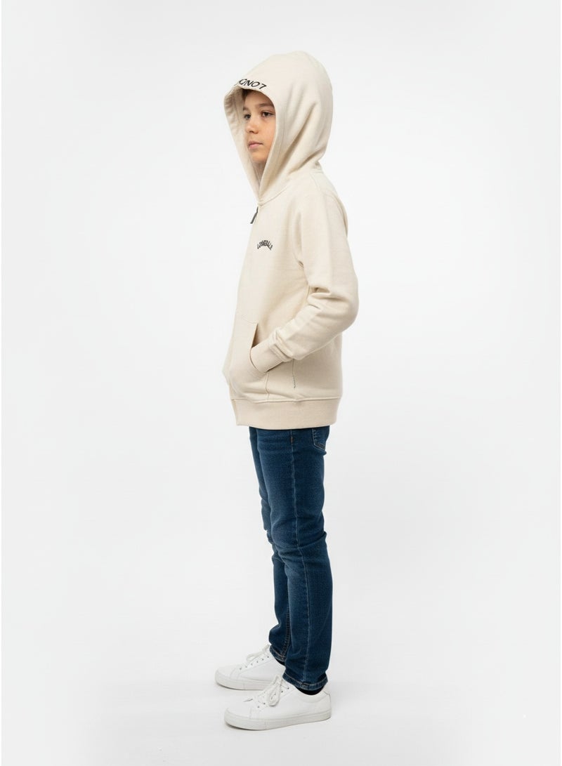 Lonsdale Beige Boys Hoodie with Lonsdale Print – Zip-Up Everyday Wear - Image 2