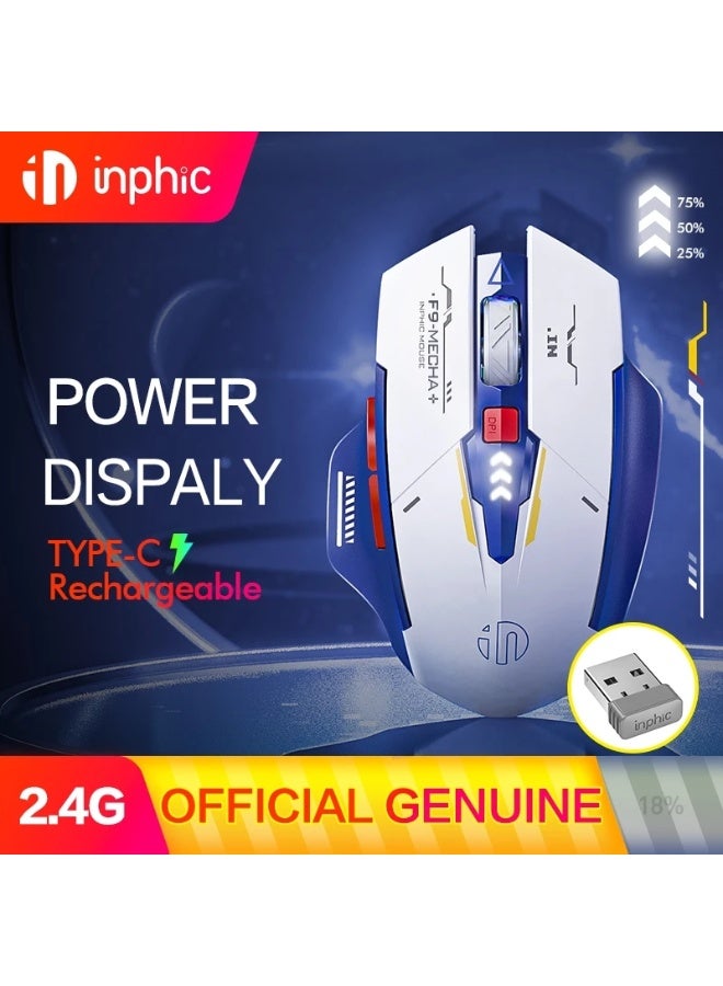 Inphic F9 2.4G Wireless Mouse Rechargeable Sci-Fi Mecha Style Noiseless Clicks Gaming Mouse 2400DPI Optical Mice - Image 2
