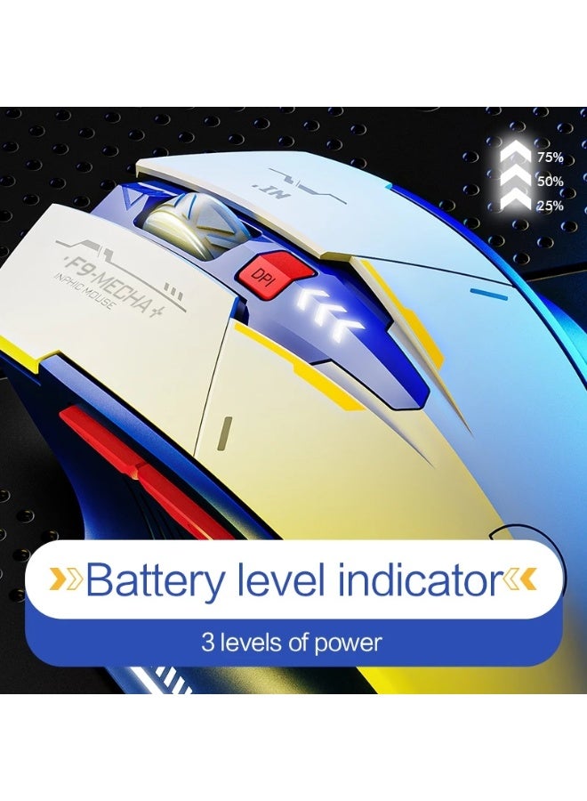 Inphic F9 2.4G Wireless Mouse Rechargeable Sci-Fi Mecha Style Noiseless Clicks Gaming Mouse 2400DPI Optical Mice - Image 3