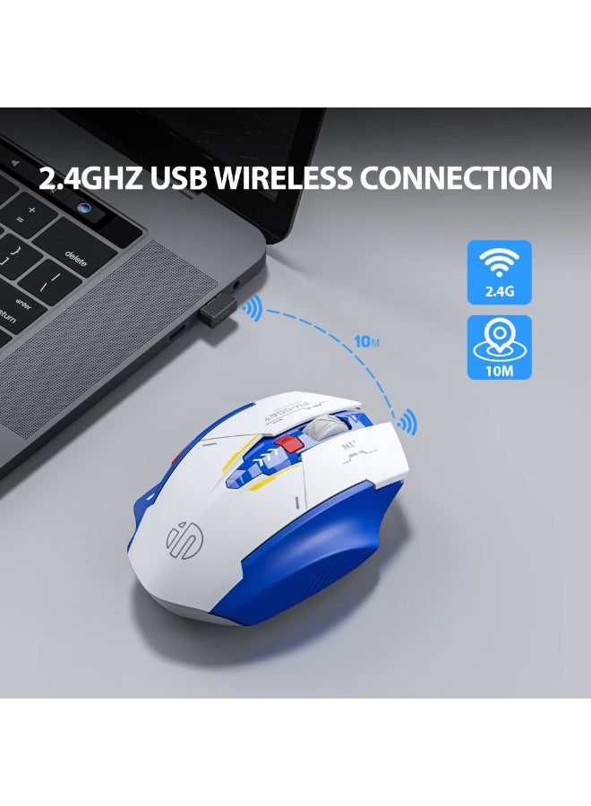 Inphic F9 2.4G Wireless Mouse Rechargeable Sci-Fi Mecha Style Noiseless Clicks Gaming Mouse 2400DPI Optical Mice - Image 5