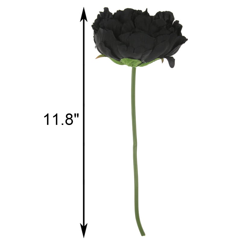 Tinsow Artificial Peony for Home Decoration  5 Pcs Faux Black Peonies Flowers for Halloween Decoration  Silk Flowers Bouquet (Black  5) - Image 2