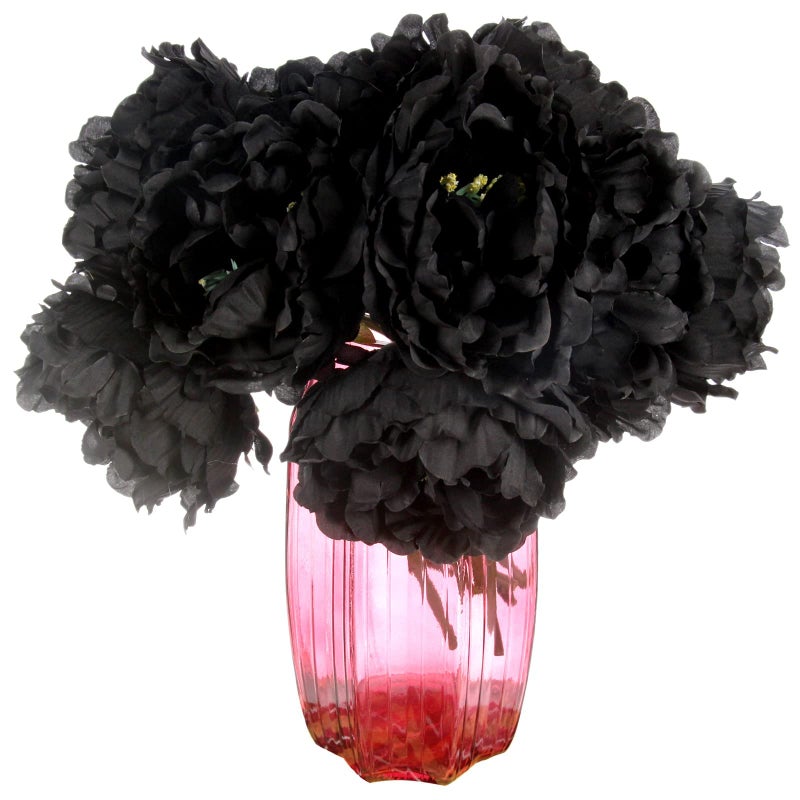 Tinsow Artificial Peony for Home Decoration  5 Pcs Faux Black Peonies Flowers for Halloween Decoration  Silk Flowers Bouquet (Black  5) - Image 4