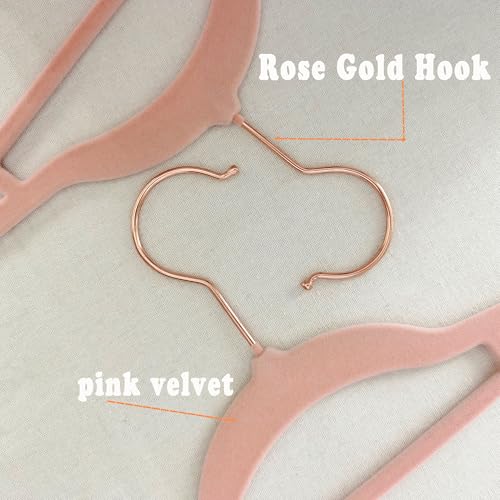 BGRQRIQ Pink Velvet Hangers 30 Pack - Rose Gold Hook, Space Saving Non-Slip Clothes Hangers, 16.5 Inch with Tie Bar for Coats,Sweater,Jackets,Dresses, Shirts, Suits & T-Shirts - Image 2