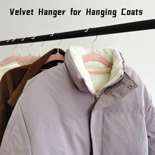 BGRQRIQ Pink Velvet Hangers 30 Pack - Rose Gold Hook, Space Saving Non-Slip Clothes Hangers, 16.5 Inch with Tie Bar for Coats,Sweater,Jackets,Dresses, Shirts, Suits & T-Shirts - Image 5