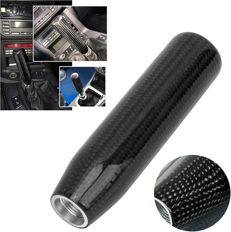 Carbon Fiber Shift Knob, Universal Gear Shifter Knob for Auto Interior Upgrade, Black Manual Transmission Stick Shift Head with Threaded Adapter for Most Vehicles - Image 5