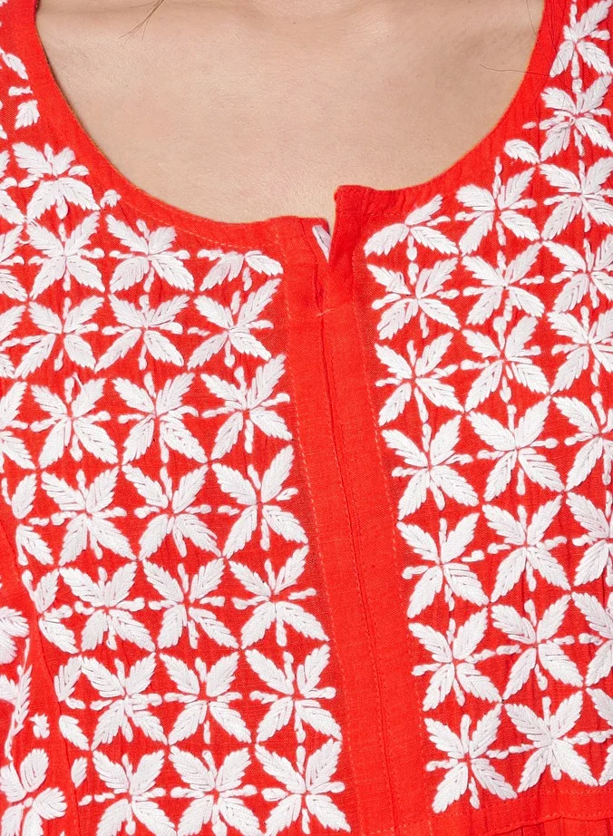 Alaya Women Hand Embroidered Chikankari Cotton Kurta-AL3549